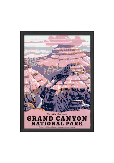 Grand Canyon Siyah Ahşap Çerçeveli Poster, Dekoratif Seyahat Duvar Tablosu