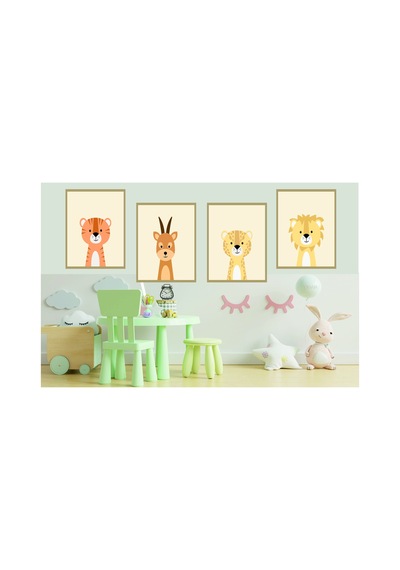 Çocuk Odası Takımı Dekoratif Retro Mdf Tablo Çerçeve Görünümlü Çok Renkli - 241901747 Çok Renkli