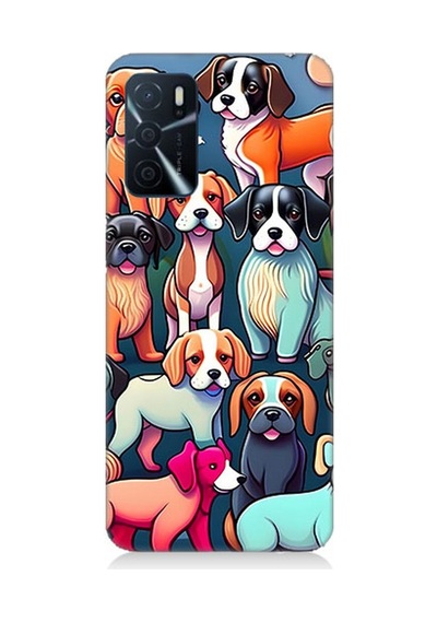 Oppo A55 Uyumlu Silikon Kılıf Sevimli Pastel Köpekler