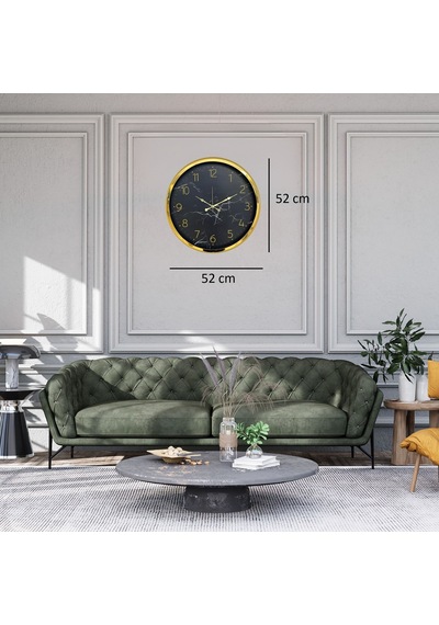 Gold Mermer Desenli 52 X 52 Cm Duvar Saati