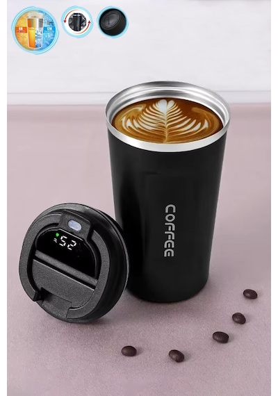 510ml Termos, Dokunmatik Derece Göstergeli Bardak Termos, Vakumlu Termos, Mug Termos, Çelik Termos Çok Renkli