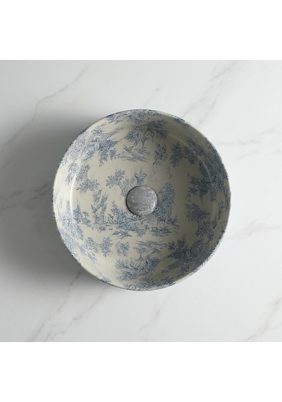 Ey-7070 Mavi Desenli Tezgah Üstü Lavabo