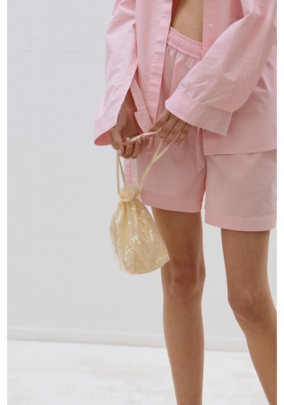 Suud Collection Pembe Klara Yıkamalı Poplin Şort