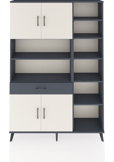 Arges Dolap 10 Raflı Tek Çekmeceli 4 Kapaklı 132x30x195 Antrasit-aytaşı/antrasit Aytası/antrasıt Arges Dolap 10 Raflı Tek Çekmeceli 4 Kapaklı 132x30x195 Antrasit-aytaşı/antrasit Aytası/antrasıt