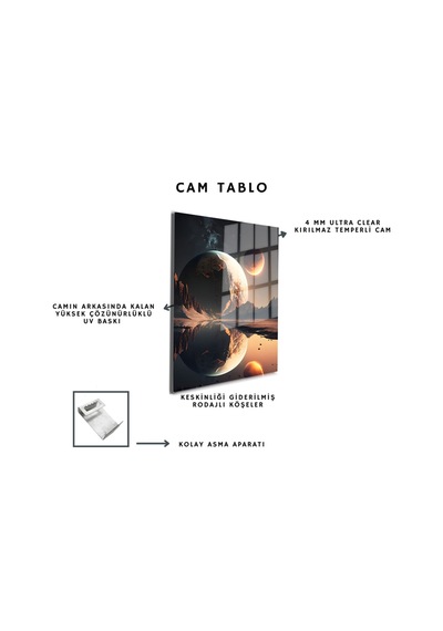 Space/uzay Yapay Zeka Özel Tasarım Cam Tablo Ofis, Mutfak Çocuk Odası, Salon 98