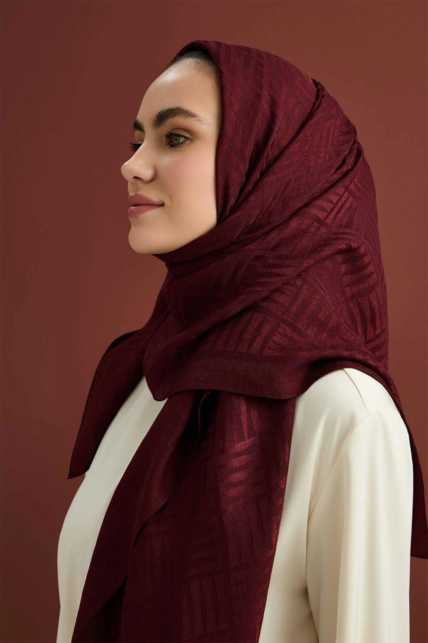 İmannoor İman Kare Naia Şal 70x210 241-3007 Bordo