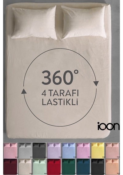 İqon Ranforce Dokuma Lastikli Çarşaf Takımı Çift Kişilik - 21 Renk Bej