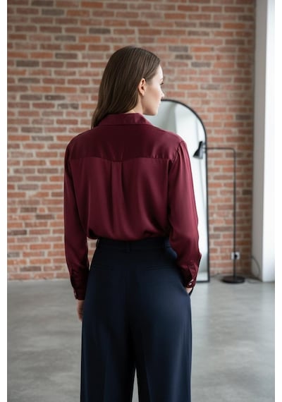 Feg Store Bordo Basic Saten Gömlek