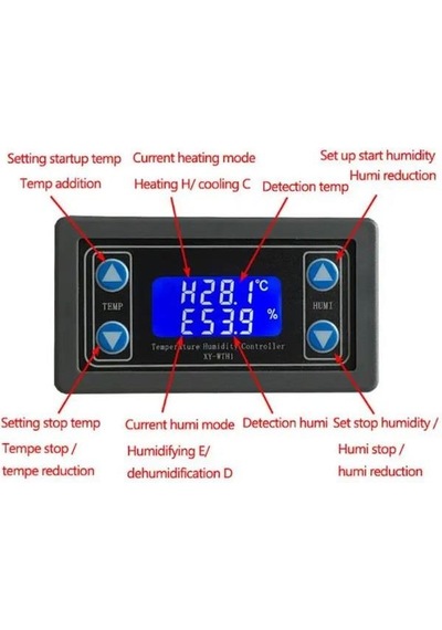 Xy-wth1 6-30v Dc Dijital Termostat Sıcaklık Ve Nem Kontrol Cihazı 6-30v Dc İle Çalışır