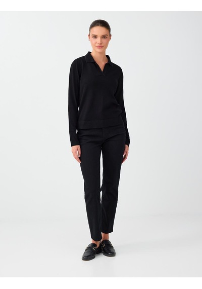Jimmy Key Siyah Polo Yaka Basic Triko Kazak 6ww137159900