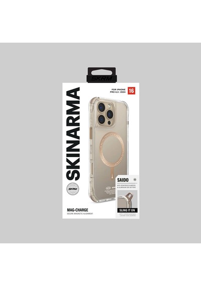 Apple iPhone 16 Pro Uyumlu Kılıf Magsafe Özellikli Şeffaf Airbag Tasarımlı Skinarma Saido Prime Kapak Gold