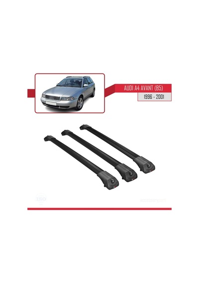 Audi A4 B5 Avant 1996-2001 Arası İle Uyumlu Ace-1 Ara Atkı Tavan Barı Siyah 3 Adet Bar