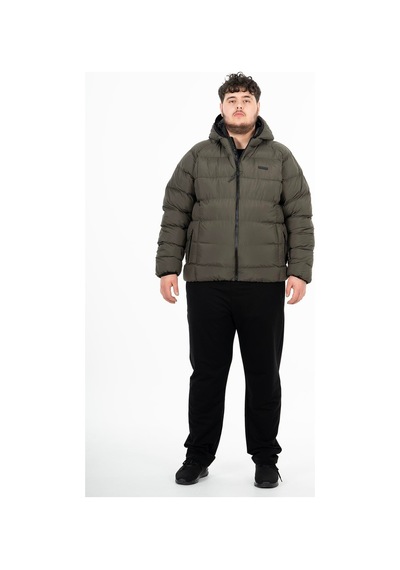 Maraton Sportswear Büyük Beden Erkek Kapşonlu Uzun Kol Basic Haki Mont 21391-haki Haki