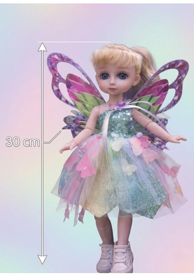 Mulisha Peri Bebek Oyun Seti - 30 Cm Eklemli Manken Bebek, Kanatlı Ve Işıltılı Peri Kostümlü