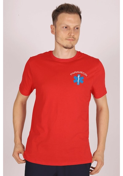 Kırmızı Paramedik Bisiklet Yaka Tişört Unisex