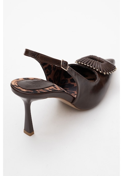 Luvishoes Luvi Shoes Spera Kahverengi Desenli Tokalı Kadın İnce Topuklu Ayakkabı Kahverengi