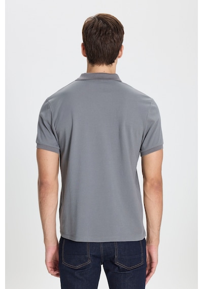 Ac&Co / Altınyıldız Classics Erkek Grı-grı Pamuklu Slim Fit Dar Kesim Polo Yaka Tişört