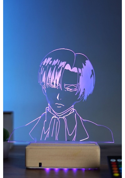 Attack On Titan Levi Ackerman 16 Renk Anime Gece Lambası