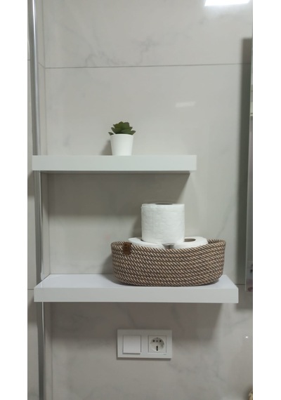 Üçlü Banyo Seti 2 Paspas- 1 Organizer Sepet Jüt İp Ekru - Hardal
