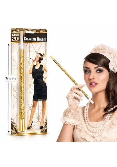 30 Cm Altın Gold Payetli Sigara Tutacağı 1920 Ler Gatsby Parti Aksesuarı 5264 "