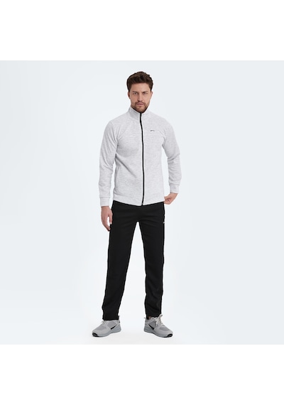 Slazenger ORDER IN Erkek Fermuarlı Dik Yaka Cepli Gri Eşofman Takımı