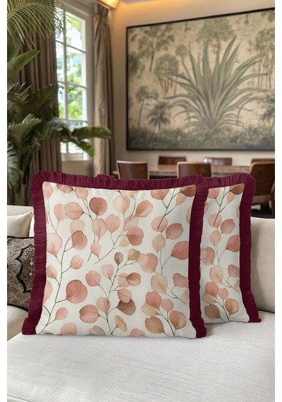 Modern Yaprak Motifli Saçaklı Yastık Kılıfı - Akvarel Sonbahar Bohem Bordo Püsküllü Kırlent Kılıfı Açık Adaçayı Aqua Modern Yaprak Motifli Saçaklı Yastık Kılıfı - Akvarel Sonbahar Bohem Bordo Püsküllü Kırlent Kılıfı Açık Adaçayı Aqua