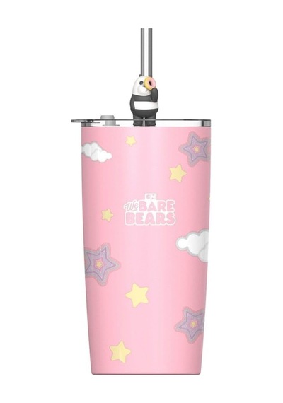 Miniso We Bare Bears Lisanslı Pipetli Termos 530ml - Panda Acı Kahverengi