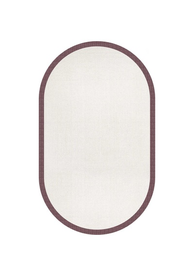 Natura Sisal Hasır Görünümlü Çerçeveli Oval Halı Ntr18 Marsala-krem Kırmızı
