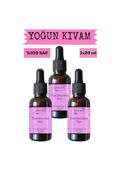Üzüm Çekirdeği Yağı 3 X 20 Ml -%100 Seyreltilmemiş, Doğal Soğuk Sıkım Sabit Yağ 20 ML
