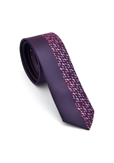 Gaffy Bordo Ve Lacivert Pano Desenli Dokuma Kumaş Slim Fit Kravat // Kpk009 Desenli