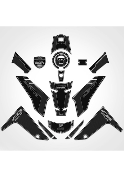 Cb 250 R Full Sticker Pad Set Motorsiklet Koruma Siyah-Gümüş