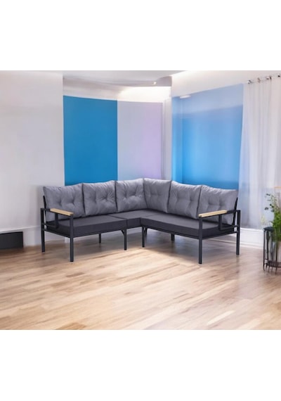 Pimango Pi Elize Balkon Bahçe Köşe Takımı 180 x 180 CM Siyah - Gri
