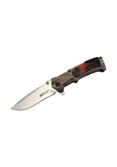 Mtech 463 Kahverengi Kamp Çakı 21cm - Yarı Otomatik, Kemerlikli, Plastik Sap