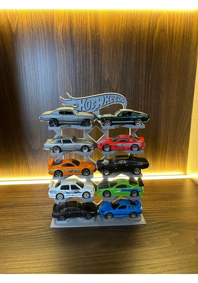 Hot Wheels Uyumlu 10 Araçlık Stand 1/64 Gri R3d-001-blş