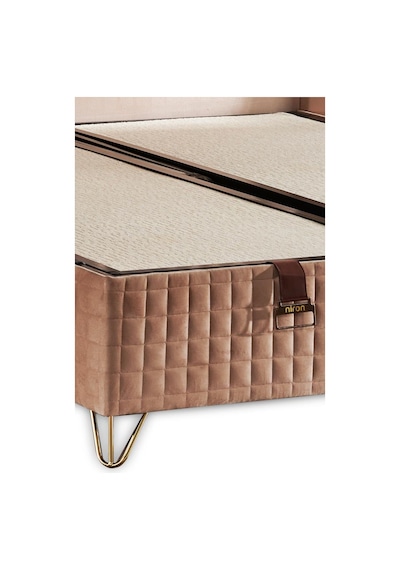 Elegance Lüks Baza Ve Başlık Seti 90x190 Cm Tek Kişilik Krem Babyface Kumaş Baza Ve Başlık Takımı