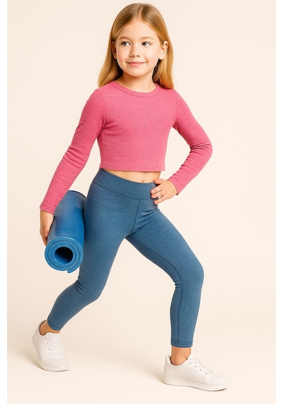 Kız Çocuk Pembe Uzun Kollu Basic Üst, Kız Çocuk Üst - Bluz Pembe