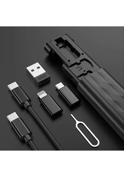 60w Type-c Apple Uyumlu iPhone Usb Şarj Kablosu 60w Seyahat Kablo Seti C-011 Siyah