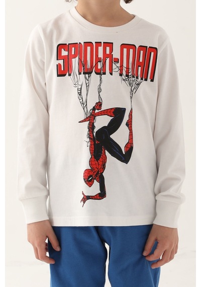Spiderman Krem Erkek Çocuk Uzun Kol Pijama Takım Krem