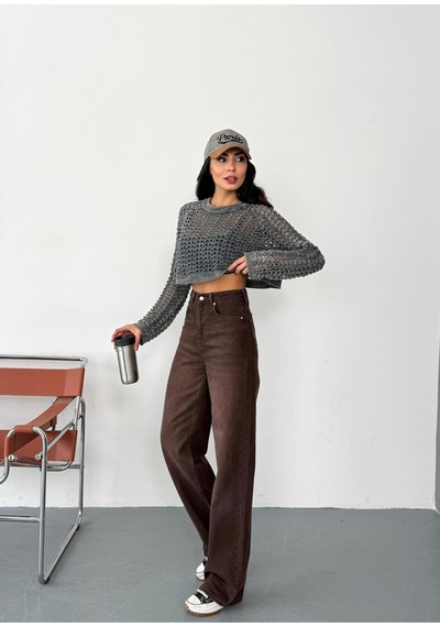 Kadın Kahverengi Taşlamalı Wide-leg Jean Yüksek Bel Geniş Paça Kot Pantolon Kahverengi+wide-leg Kadın Kahverengi Taşlamalı Wide-leg Jean Yüksek Bel Geniş Paça Kot Pantolon Kahverengi+wide-leg