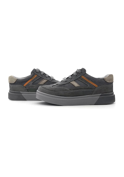 Rakerplus Gri Hakiki Deri Bağcıklı Gri Tabanlı Çocuk Sneaker Ayakkabı Gri