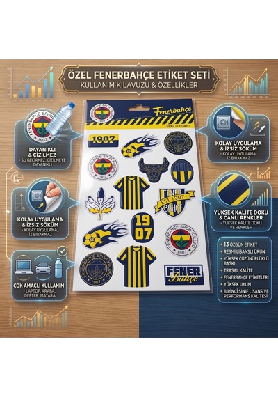Bakgelal Fenerbahçe Fb Lisanslı Kabartmalı Sticker Seti 3d Sarı Lacivert Taraftar Çıkartmaları - 9071576895247 Lacivert - Sarı