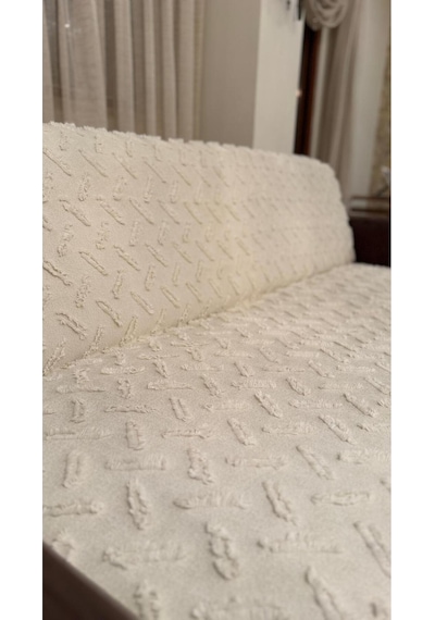 Bohem Tarz Lüks Kaymaz Koltuk Örtüsü 175x220 Şönil Bohem Koltuk Kılıfı Krem