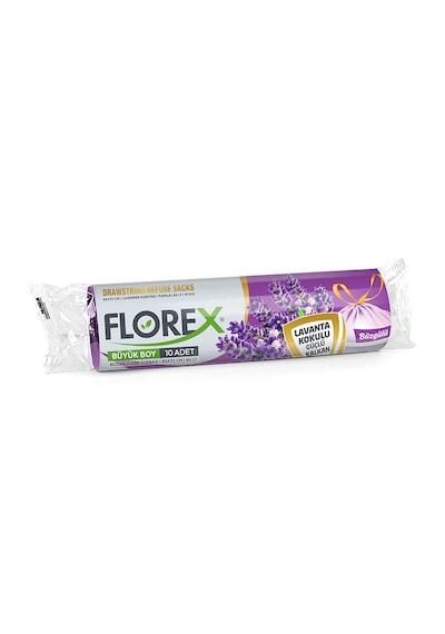 Şeylişeyler - Florex Büyük Boy Çöp Torbası Lavanta Kokulu Büzgülü 65x70 10lu 20 Paket