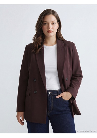 Lcw Everyday Bordo Kruvaze Yaka Kadın Blazer Ceket