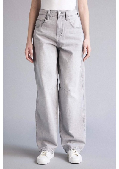 Defacto Baggy Fıt Yüksek Bel Jean Kar Yıkamalı Pantolon G4932ax26smnm55 Gri-nm55