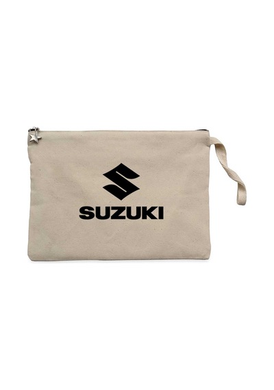 Suzuki Logo Text Black Krem Clutch Astarlı Cüzdan / El Çantası Krem