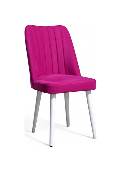 Polo Sandalye - Soho Fuşya - Ahşap Beyaz Ayaklı