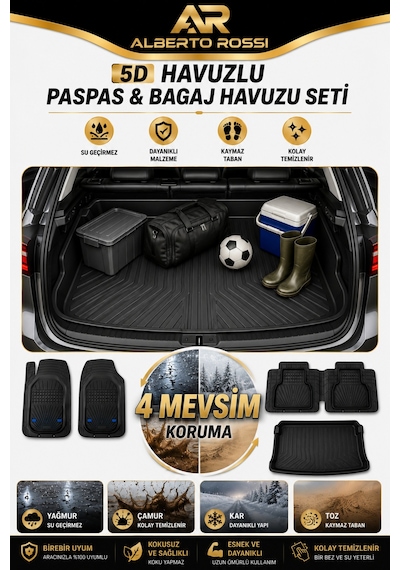 Chery Omoda 5 2022+ Uyumlu Araca Özel 3d Bagaj Havuzu Ve Paspas Venüs Siyah