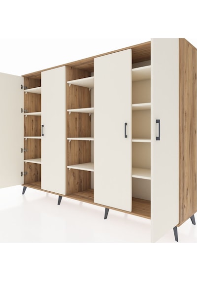 Hyperion Dolap 12 Raflı 4 Kapaklı 220x44x163 Çam-aytaşı Çam-aytaşı