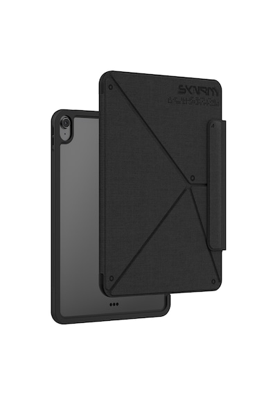 İpad Air 11 2024 Uyumlu Kılıf Skinarma Kalemlikli Dokulu Standlı Magnetik Trilon Kılıf Siyah Kapaklı Kılıf